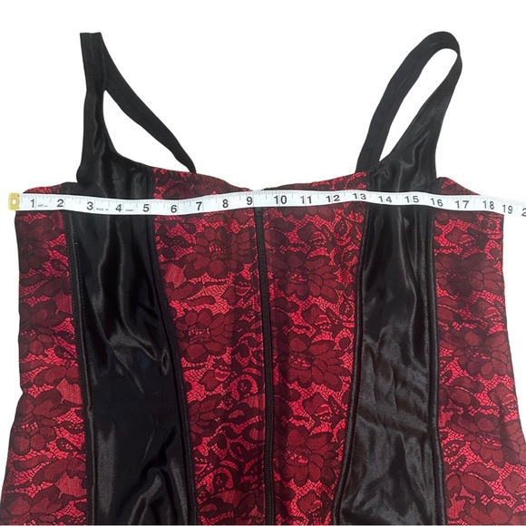 Red Black Lace Corset Bustier Top Gothic Lingerie Plus Size 4XL - Picture 3 of 10